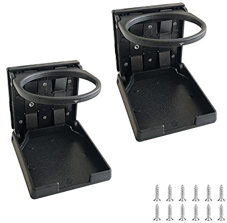 Gibsob 2 Pièces Porte Gobelet Voiture Universelle, Bateau Plastique, Boisson Voiture, avec Vis, Tampons en Caoutchouc, pour Voitures, Camping-Cars, Navires, Yachts, Chariots (7.5 cm), Noir Classique