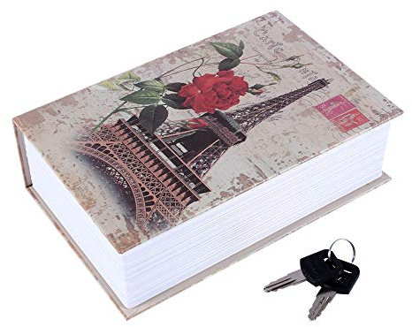 Caja de Seguridad en Forma de Libro, Caja Fuerte Portátil, Caja De La Cerradura De La Joyería Del Dinero En Efectivo, Para El Hogar, La Oficina(Tour Eiffel Tipo)