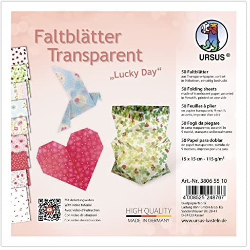 Ursus 38065510 - Faltblätter Lucky Day 115 g/m², 50 Faltblätter 15 x 15 cm, einseitig bedruckt