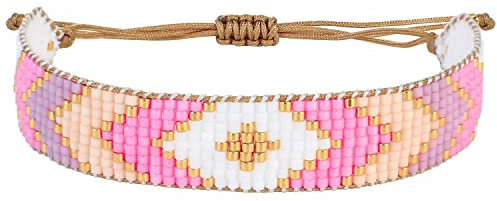 KELITCH Perlen Des Bösen Blicks Armband Für Damen Bunte Pfeilform Wickelarmband Handmade Vacation Armreif