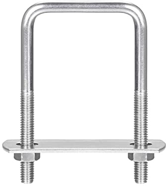 sourcing map 5 Sätze Quadratische U Bolzen 42mm(1.65) Innenbreite 80mm Länge M6 304 Edelstahl U Klemmschraube mit Mutter und Platte für Bootsanhänger