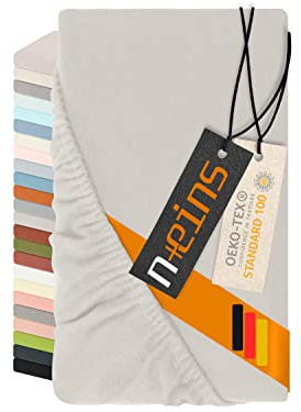 Npluseins Drap Housse 90x200 à 100x200 cm - fabriqué en Allemagne - Flanelle Fine 100% Coton - Linge de lit Chaud et Doux, résistant et Opaque, 1037.1342, Gris pâle