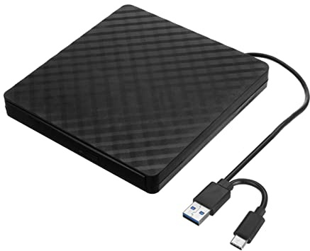 Lecteur DVD Portable USB 3.0 Type-C Graveur DVD Externe Graveur Enregistreur DVD RW Lecteur Optique Lecteur CD/DVD ROM Mac OS Windows XP/7/8/10 (Couleur : Noir)