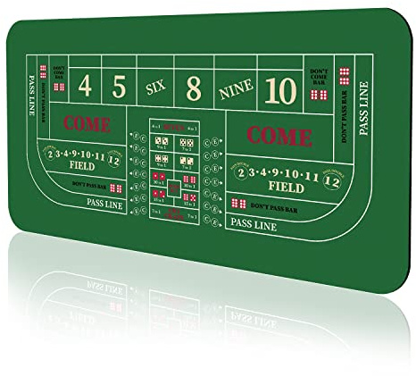 YUZPKRSI 177,8 x 88,9 cm tragbare, professionelle Casino-Craps-Tisch-Layout-Matte mit Tragetasche, rutschfeste Gummi-Craps-Würfelspiel-Layout-Tischabdeckung für Partys, Heimunterhaltung, Spieleabend | Casino Craps Tisch-Layout-Matte, rutschfeste Gummi-Pokertischabdeckung für Partys, Heimunterhaltung, Spieleabend