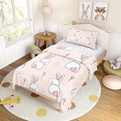 ENEN Housse de Couette 140x200cm Enfant, 3D Lapin Ballon Parure de Lit Enfant, Housse de Couette + 1 Taie d'oreiller, Microfibre, Housse Couette Ado Garçon Fille
