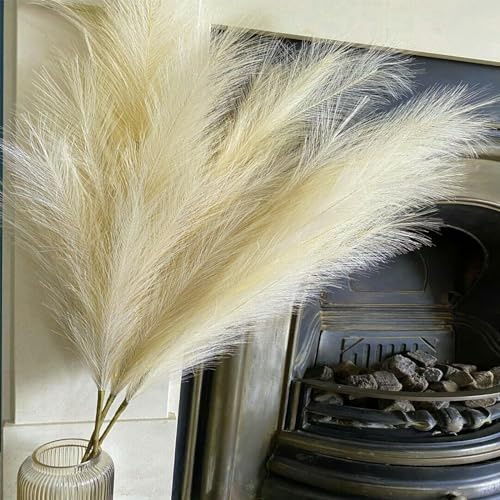 Wttisel 38 10 Stems Faux Pampas Grass Decor - Tall Pampas Grass for Floor Vase, Boho Home Wedding Mothers Day Decoration (Beige)