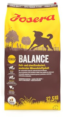 JOSERA Balance (1 x 12,5 kg) | Senior | Premium Trockenfutter für ausgewachsene ältere Hunde | Geflügel & Reis | fett- und eiweißreduziert speziell für Senioren | weizenfrei | Hundefutter | 1er Pack