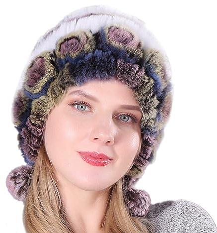 ISAKEN Fellmütze Damen Pelzmütze Wintermütze Faux Fuchs Warm Weich Pelz Mütze Herbst Winter Plüschmütze Eleganter Kunstfell Strickmütze Beanie Mütze Für Frauen Für Zuhause Reisen Skiwandern