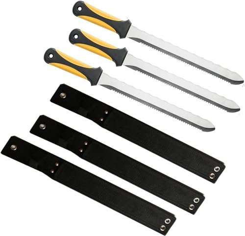 3 x Professional Insulation Knife with Wooden Handle and Cover, 280mm Stainless Steel Saw for Polystyrene, XPS & PIR Foam Boards (R3YH)