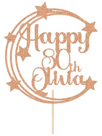 Personalised Happy Birthday Cake Topper Birthday Cake Toppers Gifts Cake Decorations Custom Glitter Cake Topper with Any Name & Age for Women Men Kids Son for 18th 21st 30th 40th(Rose Gold)