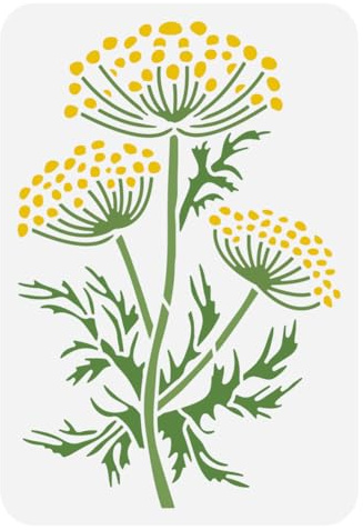 FINGERINSPIRE Fenchelstiel Blumen Malschablone 21x29.7 cm Wiederverwendbare Wildblumen Schablone Große Blumen Schablone Blumenmuster Pflanzen Thema Vorlage Für Wand Holzmöbel Heimwerker Dekoration
