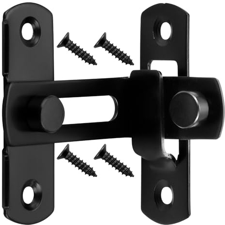 Luckious 90 Degree Flip Sliding Barn Door Lock - Stainless Steel Latch Buckle, Security Privacy Bathroom Lock, Versatile Angle Installation Door Stopper Lock (Silver or Black）