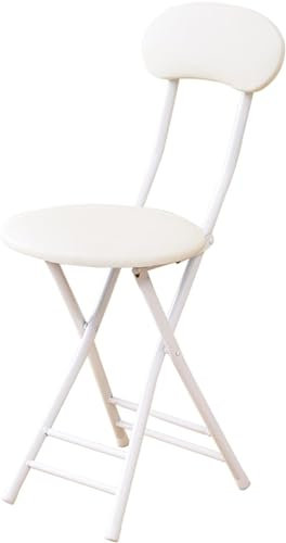 47 cm klappbarer Barhocker mit Rückenlehne, runder, gepolsterter Sitz, Thekenhöhe, tragbarer Klapphocker, hohe Barhocker für Küche, Zuhause, Garten, Außenbereich, Weiß