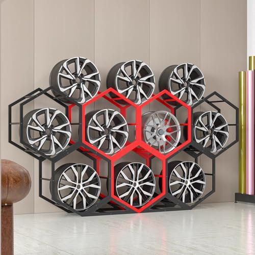 Reifenregal Reifenständer Felgenbaum Reifenbaum Wabenförmig Felge Reifen Display-Rack, Kommerziell Auto-Hub Reifen-Organizer für Zuhause / Büro / Motel Dekor, DIY Stapelbar Ersatzreifen Aufbewahrungss