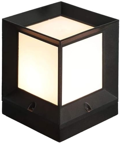 bolardo Luces al Aire Libre Césped Moderno Paisaje Columna Luz Impermeable Lámpara de Pilar Cuadrada Lámpara de bolardo Tradicional Poste Externo Linterna Luz Estanque Ga