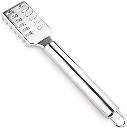 MAXPERKX Removedor de escamas de pescado de acero inoxidable con mango de agarre, limpieza rápida, herramientas de limpieza de cepillo de acero, herramienta de cocina para el hogar, herramienta de