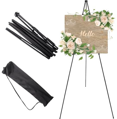 WEDAMOO Künstler Staffelei Stand, Staffelei Hochzeit, 160 cm Verstellbares Stativ Leinwand Malerei Display, Schwarz Staffeleien mit Tragebeutel, Easel Leinwand Ständer für Hochzeit Poster Malerei