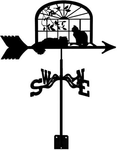 LaYiQimn Wetterfahne Wetterfahne, Katzen-Kunst-Dekor, Edelstahl-Windfahne, langlebige Wetterfahne, Messwerkzeuge, Wetterhahn, Windrichtungsanzeiger für Garten- und Hofdekoration (E)
