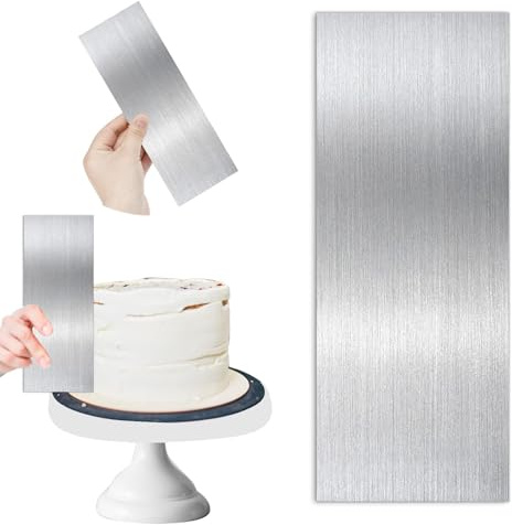 Metal Cake Scraper 8.6 Inch Stainless Steel Icing Scraper and Icing Smoother Cake Edge Scraper Buttercream Smoother for Cake Decorating Mousse Butter Cream Cake Decorating, Chocolate Scraper