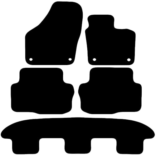 Carsio Tailored Carpet Car Floor Mats For Volkswagen Sharan 2010+ Onwards 7 seat Tailored Fit Floor Mat Complete Accessory Black Custom Fitted - All Weather, Anti-Slip Backing & Black Trim