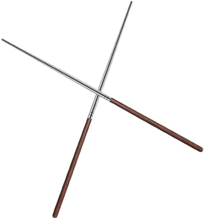 Bacchette da Cucina Lunghe 1 Paio, in Acciaio Inox e Legno | Design Allungato, Antiscivolo e Anti-scald, Facili da Pulire, per Friggere e Noodles