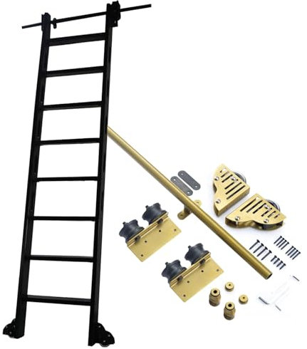 TWHZSAI Schiebeleiter-Hardware, komplettes Set, Rollleiter-Schienensatz für Bibliotheken, Rollleitersatz für Bibliotheken aus Metall, mobiler Schienensatz, 3,3–24 Fuß für Loft-Büros (ohne Leiter) (S