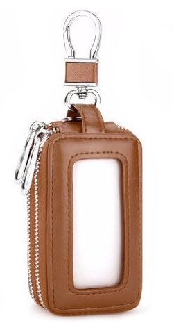 XFSRG Portachiavi Rettangolare Compatto Astuccio Portachiavi Custodia Pelle Moschettone Metallo Finestra Trasparente Porta Chiavi