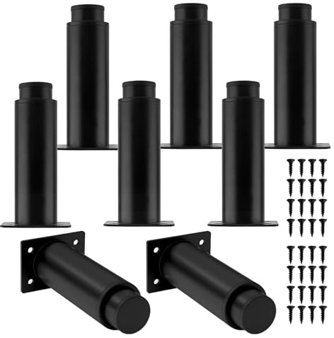JIEHIN 8 Stück Verstellbare Möbelfüße Metall, 12-18cm Schwarz Möbelbeine Sofa Füße mit 32 Schrauben, Schrankfüße Höhenverstellbare Füße für Möbel Stühle Schrank