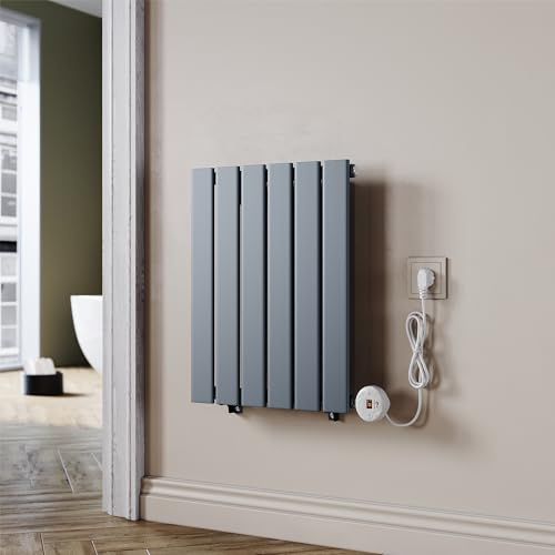 SUNXURY Badheizkörper Elektrischer Paneelheizkörper Anthrazit 600x452mm Mit Programmierbare Thermostate für Handtuchwärmer Handtuchheizkörper Elektrisch mit Timerfunktion und Temperaturregler