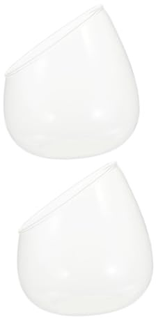2 Stück Sukkulenten Pflanztopf aus Glas mit Schrägschnitt | Klares Terrarium mit Moderner Form, Dekorativer Akzent für Treppe und Tafel, Herausnehmbar