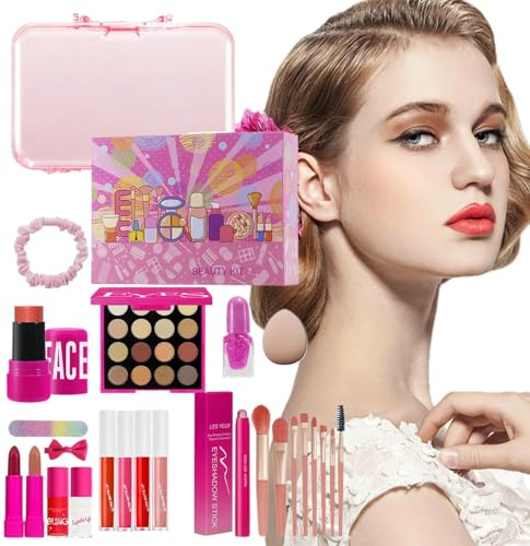 Yulokdwi Set Di Trucco Per Donna,26 Pezzi Pennelli Ombretti Lucidalabbra Cosmetici Bellezza | Kit Trucco Resistente All'Acqua Per Matrimonio Teatro Servizio Fotografico