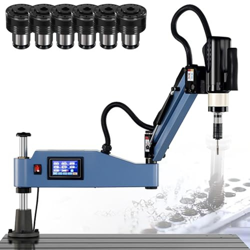 SHENGSHIYU Filettatrice Elettrica Regolazione velocità/profondità,Maschiatrice Professionale con Touchscreen LCD,Corsa Verticale 500mm,Portata 1000mm,Braccio orientabile 360° M3～M12