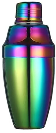 Shaker Cocktail,Shaker Caffe Freddo Shaker For Cocktail In Acciaio Inossidabile Da 500 Ml, 3 Pezzi, Con Incisione, Bar, Cobbler, Strumenti(Rainbow)