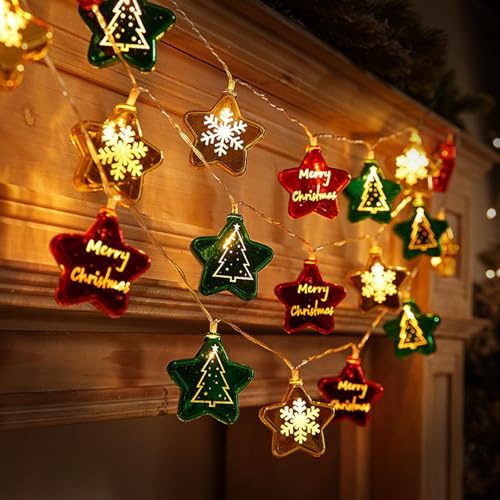 Buerfu Luces De Cadena De Esferas Navideñas,Luces LED Para Árbol De Navidad Multicolor - Iluminación Decorativa En Colores Brillantes Para Interior Exterior Ventanas Chimeneas