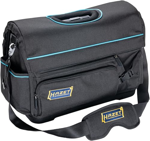 HAZET bolsa de herramientas grande 191T-6L, vacía, 520 x 300 x 370 mm, con funda de tela extraíble, compartimentos interiores, correa para el hombro, asa de transporte, para taller y obra