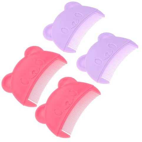 HAMPPLIES 4pcs Bear Shaped Comb Plastic Cute Hair Comb Boy Girl Newborn Scalp Massage Hair Care for Bath and Home Use
