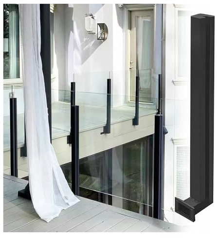 Ringhiera in vetro nero per montaggio laterale, antivento, per balconi/case/hotel, altezza 90-150 cm, altezza 115 cm, con elegante supporto per esterni