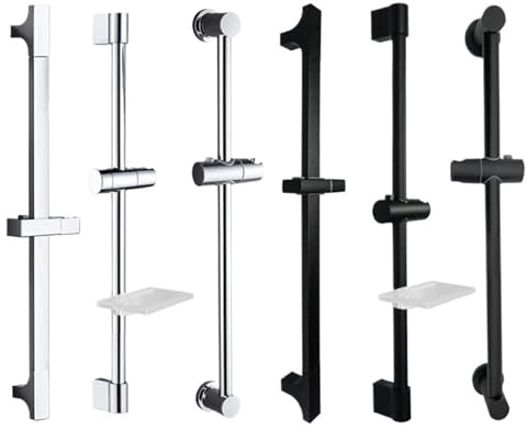 Barres coulissantes de douche chromées noires, extension de support de barre de douche, barre coulissante réglable à fixation murale(A Whole Set Chrome)