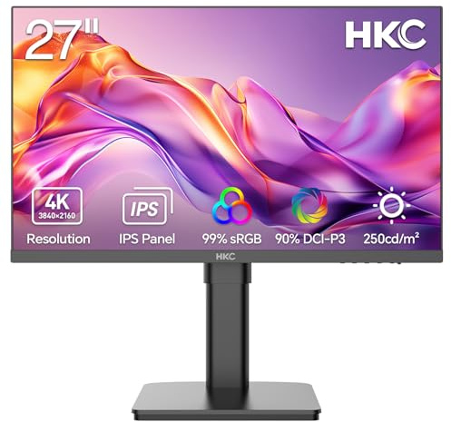 HKC Moniteur T2752U 27 Pouces 4K UHD, 3840 x 2160, HDR400, 95% DCI-P3, HDMI/DP, Has