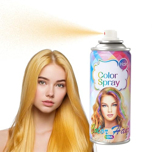 Temporary Hair Color Spray,Gold Hair Spray Temporary, Colour Hair Spray, Hair Dye Spray, Washable, Easy To Colour, Mild Formula, Suitable For Various Hair Types, Works On All Hair Colors 120ml