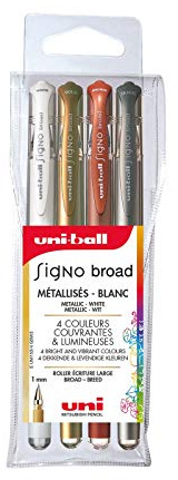 uni-ball SIGNO broad UM-153/4 GSW3 - Penna roller a gel, confezione da 4