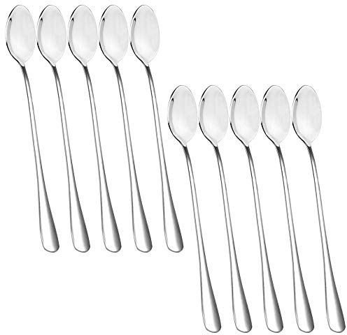 SourceTon Löffel mit langem Griff, Edelstahl, Rührlöffel für Eistee, Kaffee, Cocktail, Milchshake, Kaltgetränk, 10 Stück