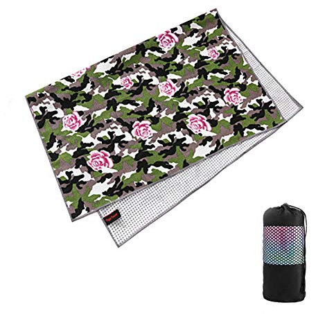 DELIBEST Yogamatte, gewebt, Bedruckt, Yogamatte, verbreitete Matte, Handtuch, Partikel, Yoga-Handtuch, Verdickung, Yoga-Decke, Blume, 183 * 63cm