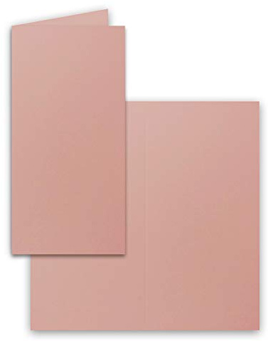 FarbenFroh by GUSTAV NEUSER 50x Falt-Karten DIN Lang - Altrosa (Rosa) - 10,5 x 21 cm - Blanko Doppelkarten - Klappkarten für Einladungen und Grußkarten zu Weihnachten und Geburtstag