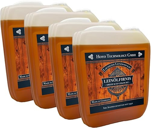 20 Liter Leinöl Firnis (4 x 5 Liter) Leinöl Firnis Lausitzer Leinöl für Holzschutz dreifach gekocht und harzfrei