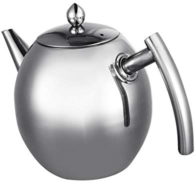Große Teekanne, Easy Pour Teekanne Kaffeekanne Edelstahl Teekanne für Restaurants Konferenzräume Wohnzimmer(1,5L/1500ml)