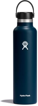 Hydro Flask - Water Bottle 709 ml (24 oz) - Vacuum Insulated Stainless Steel Water Bottle with Leak Proof Flex Cap and Powder Coat - Standard Mouth - Indigo