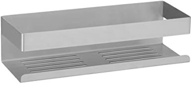 WENKO Turbo-Loc Wandablage Genova Matt, Bad-Ablage, Befestigen ohne Bohren, 30 x 8 x 10,5 cm, Silber matt