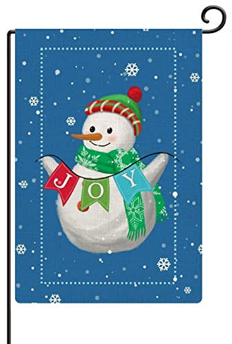 Weihnachtsfreude Schneemann Gartenflagge Schnee Winter Hofflagge Weihnachtsschmuck 71,1 x 101,6 cm doppelseitig vertikal lebendige Farben Gartendekoration Hello Winter für Outdoor Weihnachten Tag