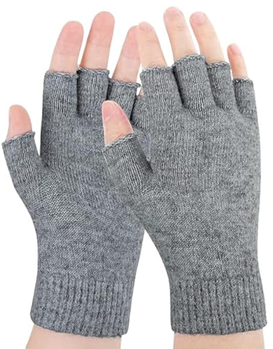 LE11 Varma termiska fingerlösa handskar för damer | 100 % akrylvärmare för vintern | mångsidig design för att skriva, träna och daglig användning | Finns i 7 snygga färger, en storlek, Grå, en storlek